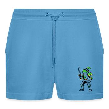 Frog Knight - Organic Relaxed Cropped Shorts Made in EU -  Sol Blue - Front