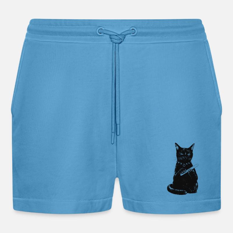 Chat avec lime à ongles - Short bio décontracté court fabriqué en UE -  Sol Blue