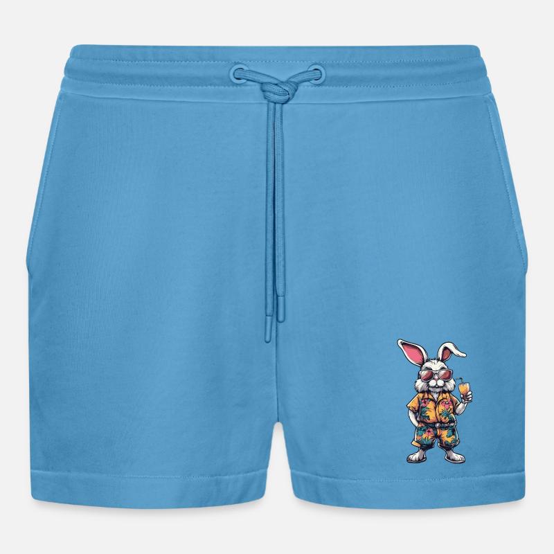Hase Comic Sommer - Organic Relaxed Cropped Shorts Made in EU - Sol Blue