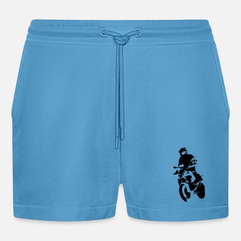 Bikershirt1300vektor - Organic Relaxed Cropped Shorts Made in EU -  Sol Blue