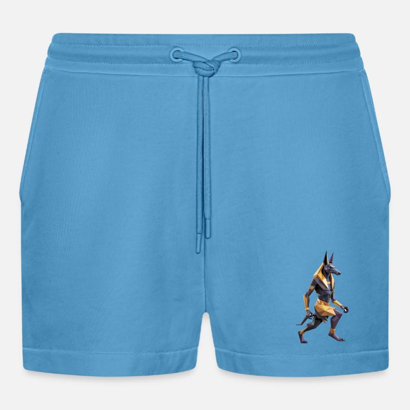 Anubis - Cooles Low Poly Logo - Organic Relaxed Cropped Shorts Made in EU -  Sol Blue