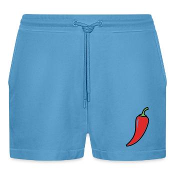 Chili Schote Scharf Comic - Organic Relaxed Cropped Shorts Made in EU -  Sol Blue - Vorne