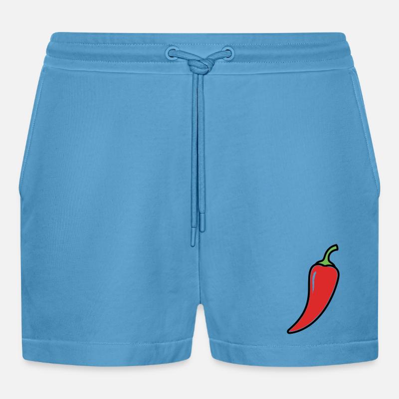 Chili Schote Scharf Comic - Organic Relaxed Cropped Shorts Made in EU -  Sol Blue