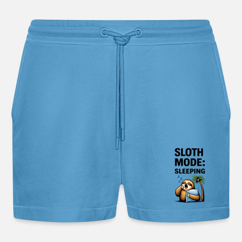 Søvnig Dovendyr Palmenat - Organic relaxed cropped shorts made in EU - Sol Blue