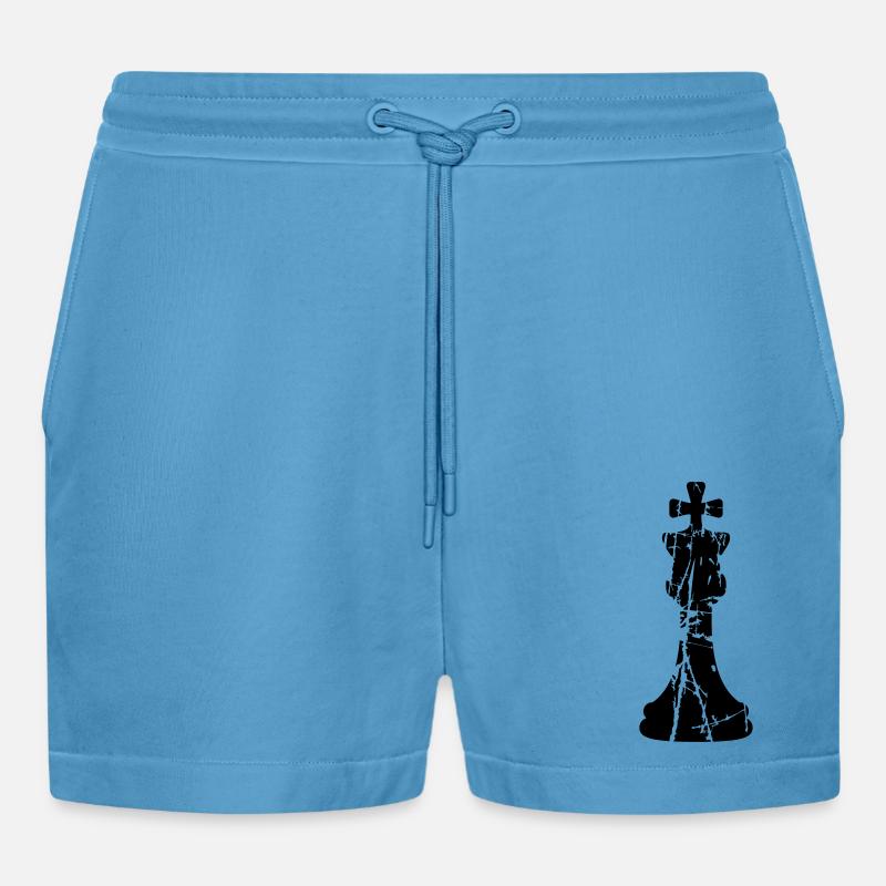 Kratzer Risse Schach - Organic Relaxed Cropped Shorts Made in EU -  Sol Blue