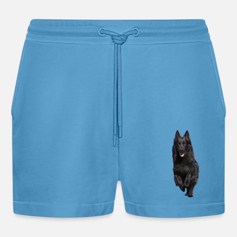 schwarzer Schäferhund Front - Organic Relaxed Cropped Shorts Made in EU -  Sol Blue