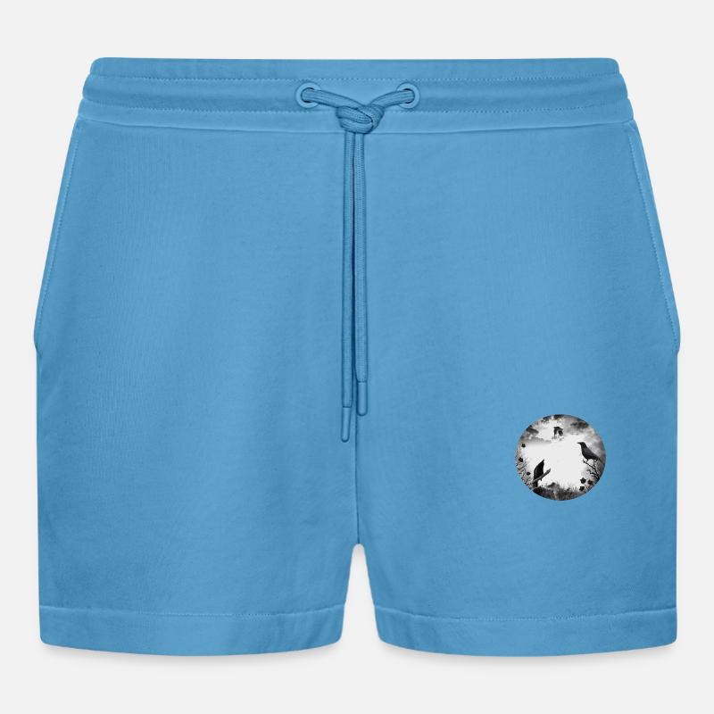 Gothic, crows, ravens - Organic Relaxed Cropped Shorts Made in EU -  Sol Blue
