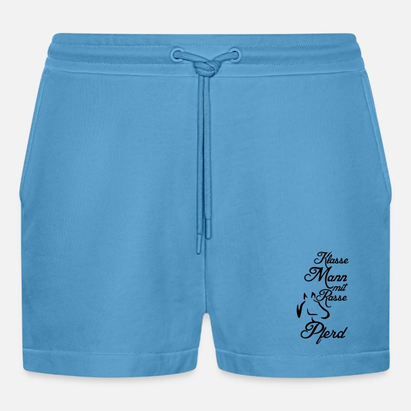 Klasse Mann - Rassepferd Geschenk - Organic Relaxed Cropped Shorts Made in EU -  Sol Blue
