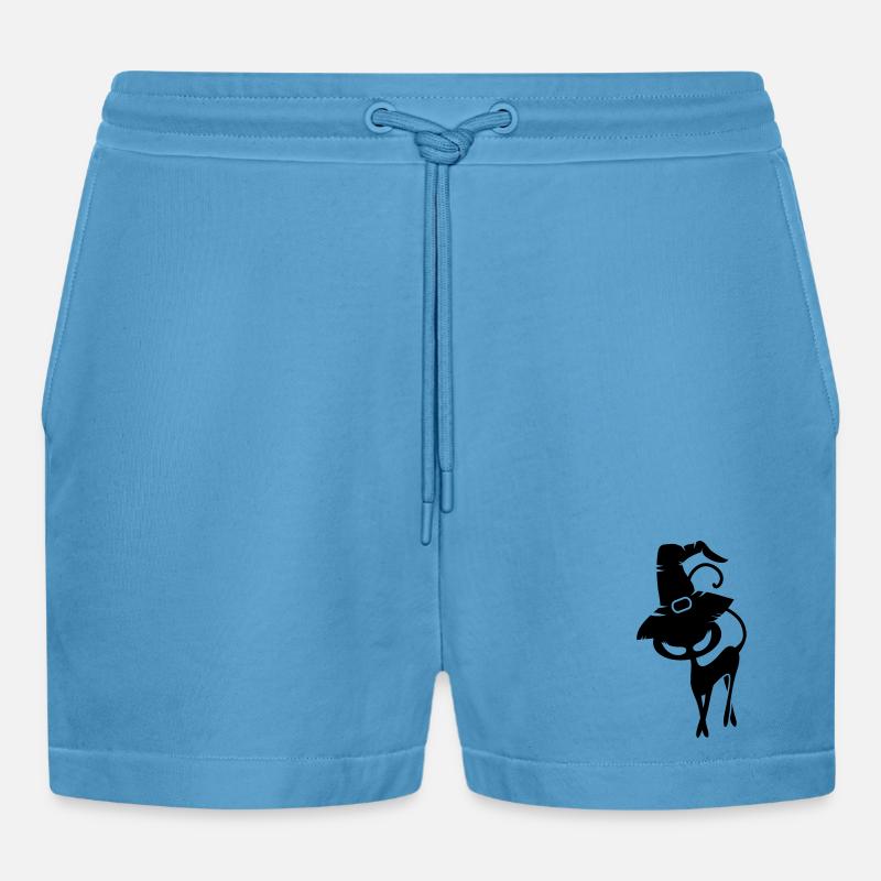 schwarze Katze mit Hexenhut - Organic Relaxed Cropped Shorts Made in EU -  Sol Blue