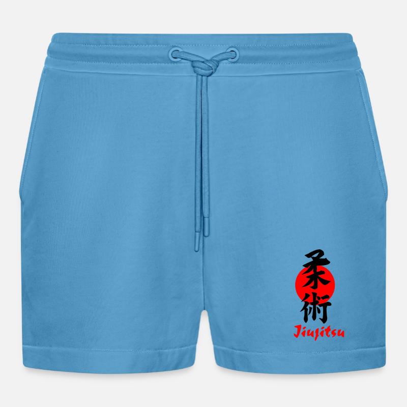 Jiujitsu Logo oder Emblem Kanji schwarz - Organic Relaxed Cropped Shorts Made in EU -  Sol Blue