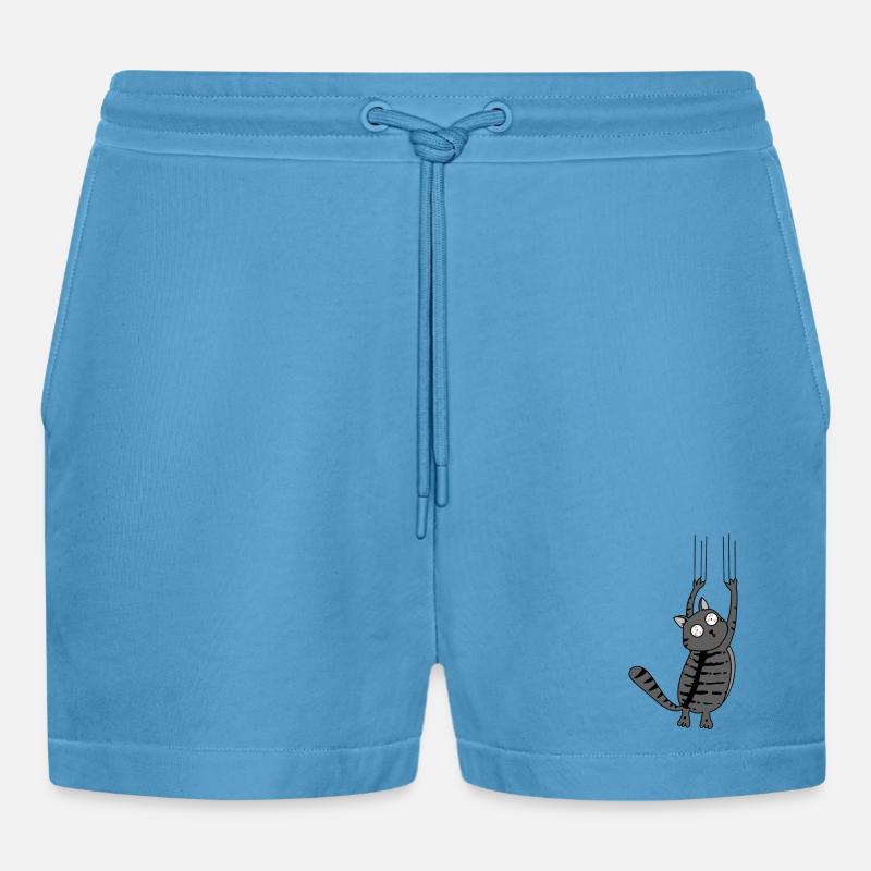 Panic Cat Version rayée - Short bio décontracté court fabriqué en UE -  Sol Blue