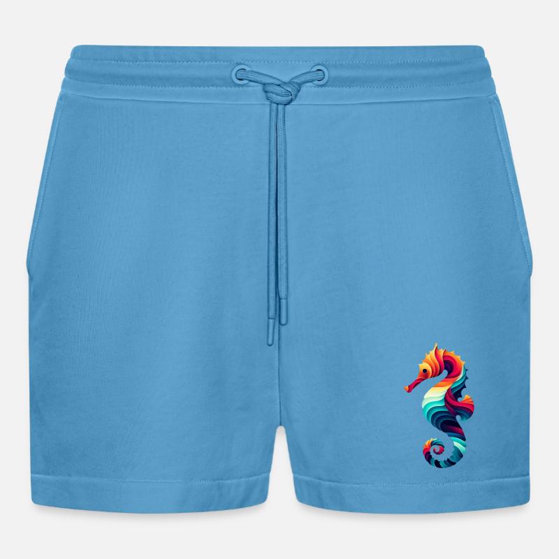 Seepferdchen - Organic Relaxed Cropped Shorts Made in EU -  Sol Blue
