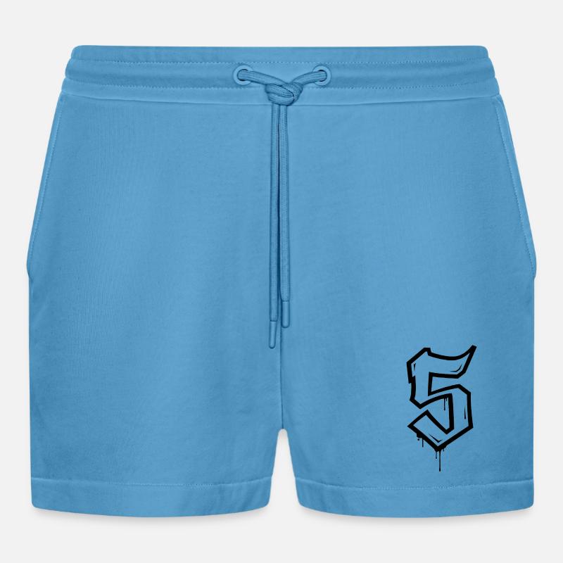 Conception de style graffiti numéro 5 - Short bio décontracté court fabriqué en UE -  Sol Blue