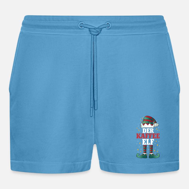 Weihnachten Der Kaffee Elf - Organic Relaxed Cropped Shorts Made in EU -  Sol Blue