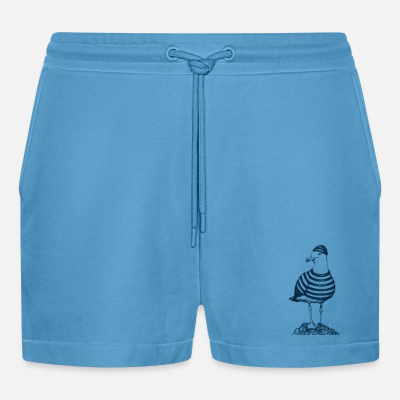 Mouette avec pull - Short bio décontracté court fabriqué en UE -  Sol Blue