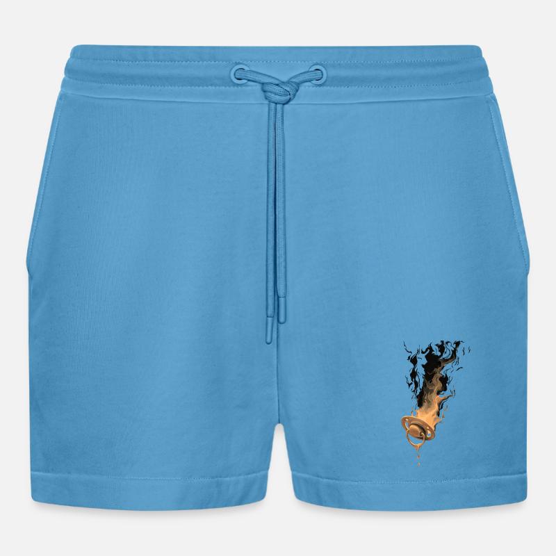 Burning pacifier - Organic Relaxed Cropped Shorts Made in EU - Sol Blue
