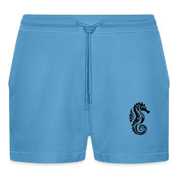 Swimming Training Water Seahorse - Organic Relaxed Cropped Shorts Made in EU -  Sol Blue - Front