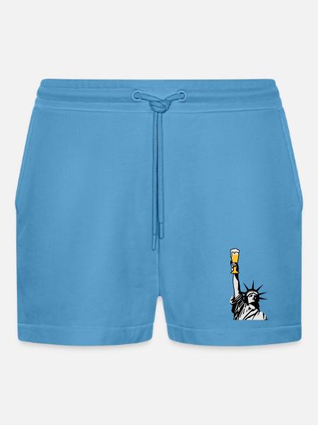 Free Beer - Organic Relaxed Cropped Shorts Made in EU -  Sol Blue