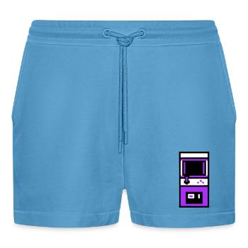Nostalgic Arcade Automat Gamer - Organic Relaxed Cropped Shorts Made in EU -  Sol Blue - Front