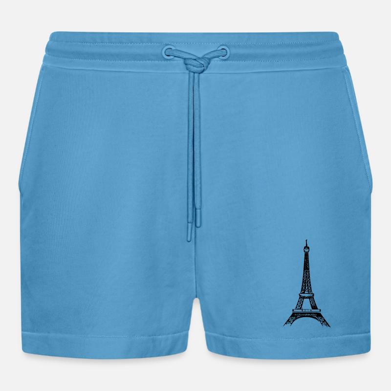 Eiffelturm - Organic Relaxed Cropped Shorts Made in EU - Sol Blue