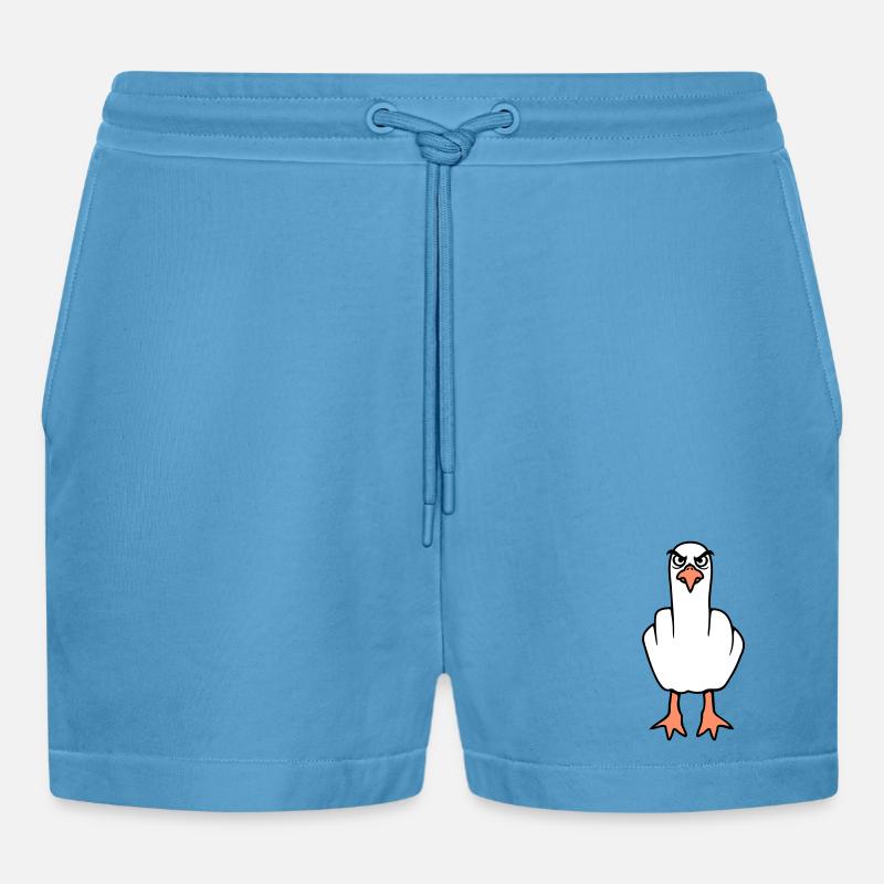 Möwe Mittelfinger Beleidigung Stinkefinger frech - Organic Relaxed Cropped Shorts Made in EU -  Sol Blue