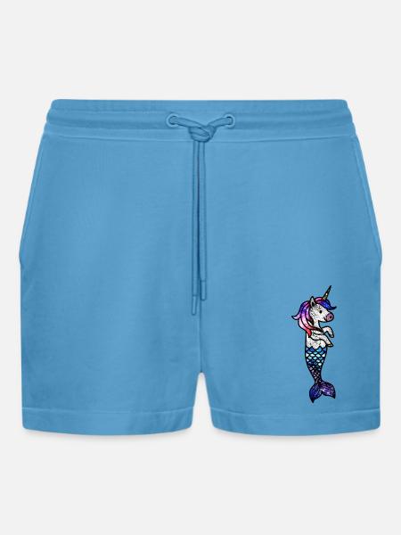 Kosmisches Meeres-Einhorn - Organic Relaxed Cropped Shorts Made in EU - Sol Blue
