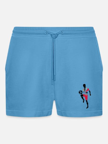 Soccer player with soccer ball - Organic Relaxed Cropped Shorts Made in EU - Sol Blue