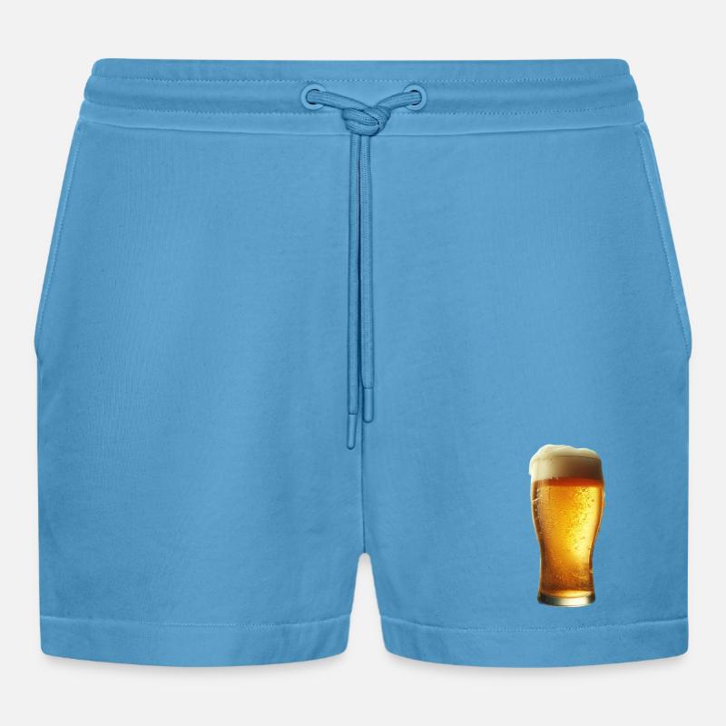 Ein eiskaltes Bier - Organic Relaxed Cropped Shorts Made in EU -  Sol Blue