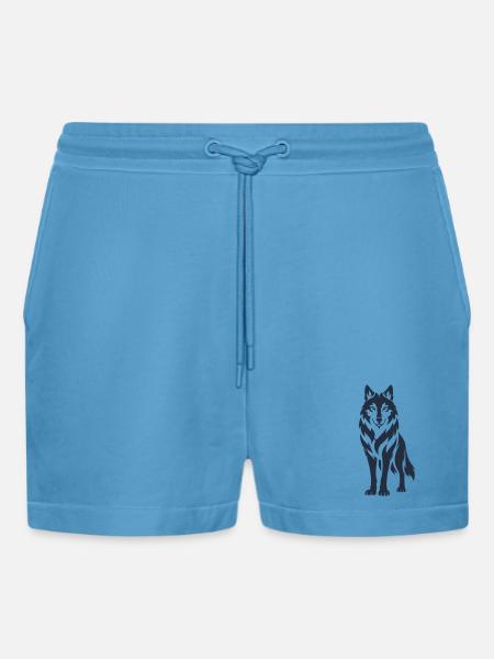 Wolfsnacht Silhouette - Organic Relaxed Cropped Shorts Made in EU -  Sol Blue