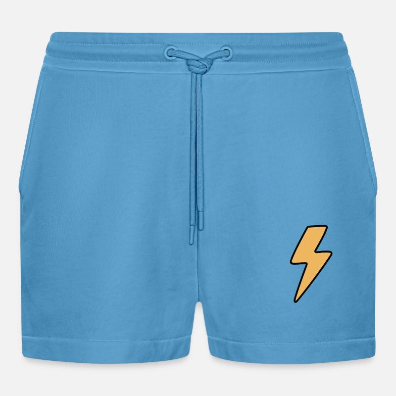 Lightning - Organic Relaxed Cropped Shorts Made in EU -  Sol Blue