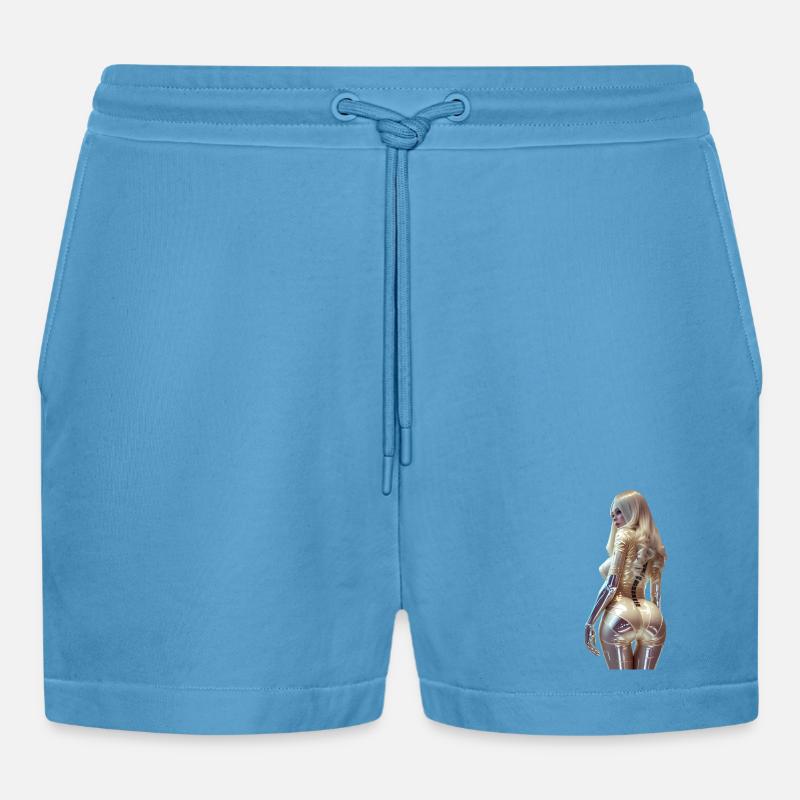 Cogito 01 (without text) - Organic Relaxed Cropped Shorts Made in EU -  Sol Blue