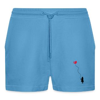 Enfant avec le ballon de coeur. - Short bio décontracté court fabriqué en UE -  Sol Blue - Devant