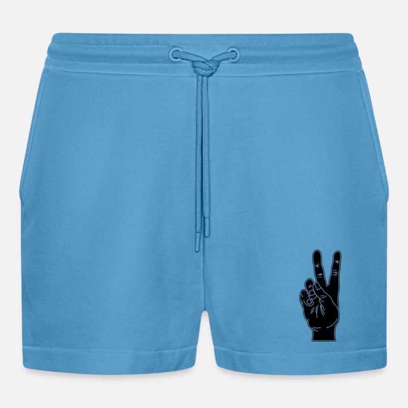 Geste de la main noire paix - Short bio décontracté court fabriqué en UE -  Sol Blue