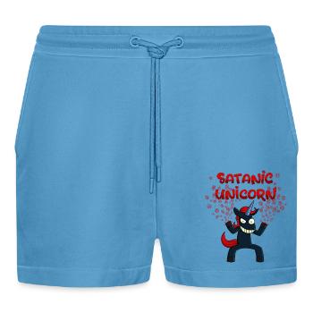 Satanic Unicorn - Organic Relaxed Cropped Shorts Made in EU -  Sol Blue - Front
