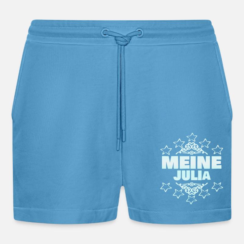 Julia als Mädchen - Organic Relaxed Cropped Shorts Made in EU - Sol Blue