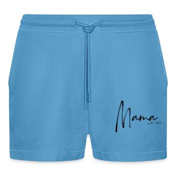 Mama est. 2025 / Frischgebackene Mutter /Schwanger - Organic Relaxed Cropped Shorts Made in EU -  Sol Blue - Vorne