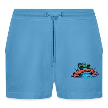 Off-road vehicles - Organic Relaxed Cropped Shorts Made in EU -  Sol Blue - Front