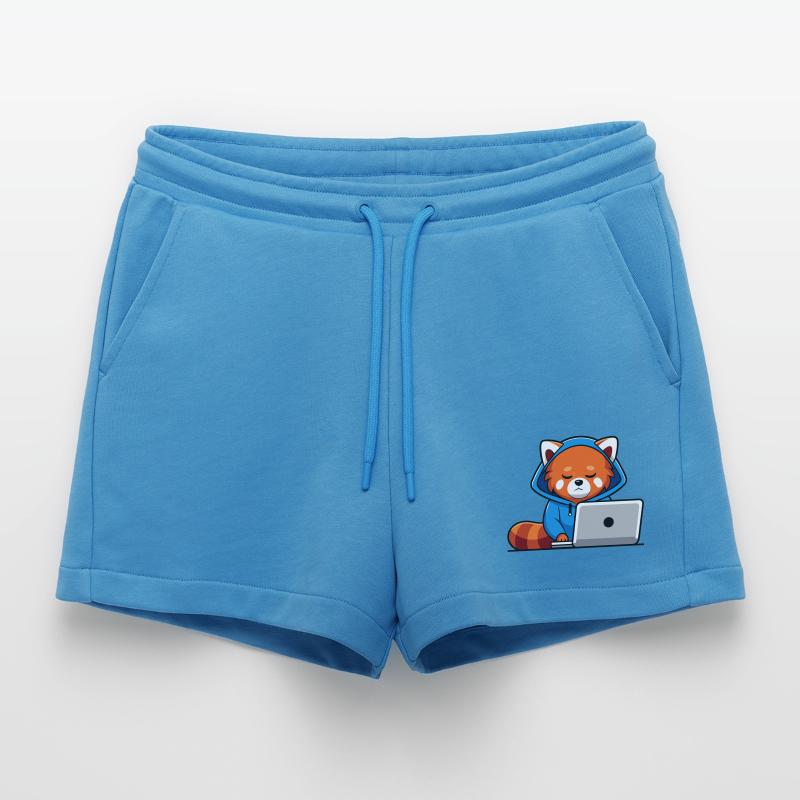 Mignon hacker panda roux en sweat à capuche devant PC Short bio décontracté court fabriqué en UE