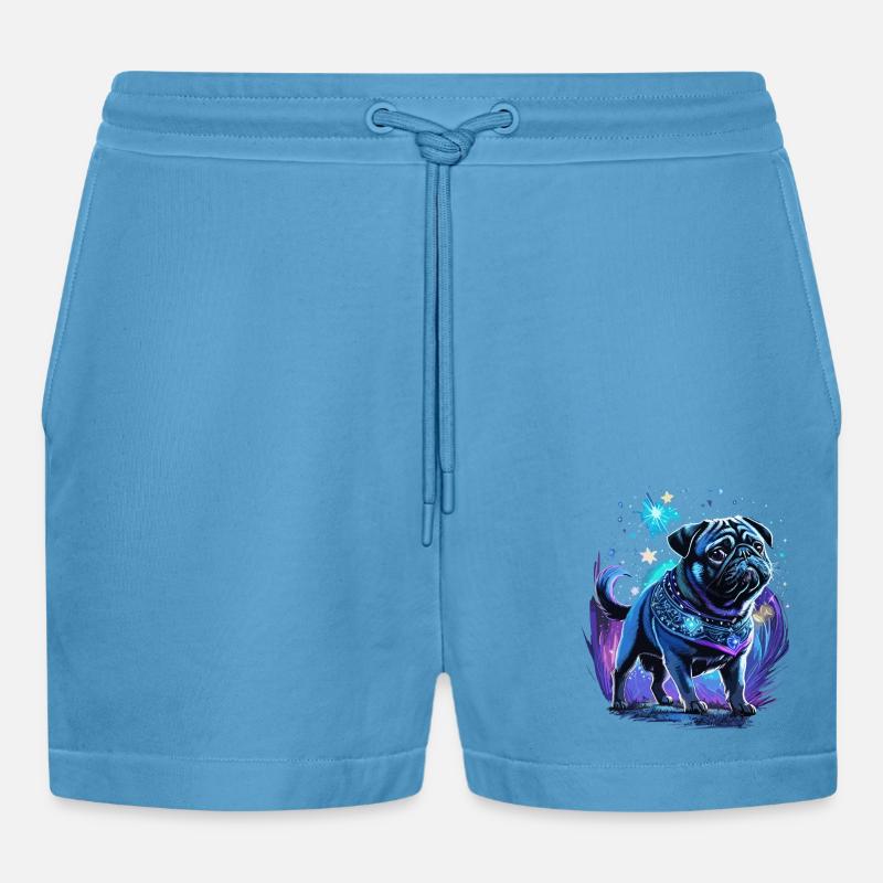 Mitternachtszauber Mops Hund - Organic Relaxed Cropped Shorts Made in EU - Sol Blue