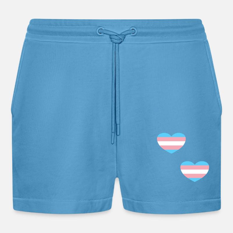 Trans Flagge Herzen - Organic Relaxed Cropped Shorts Made in EU -  Sol Blue