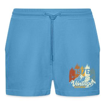 Birthday Gift born in December 1976 - Organic Relaxed Cropped Shorts Made in EU -  Sol Blue - Front