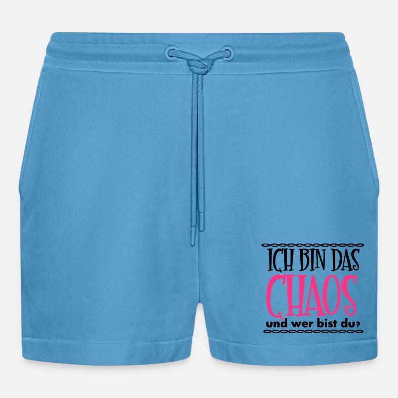 Ich bin das Chaos Geschenk - Organic Relaxed Cropped Shorts Made in EU -  Sol Blue