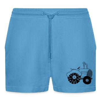 Chic tractor - tractors - tractor - Bulldog - Organic Relaxed Cropped Shorts Made in EU -  Sol Blue - Front