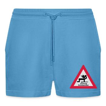 Attention Marksmen - Organic Relaxed Cropped Shorts Made in EU -  Sol Blue - Front