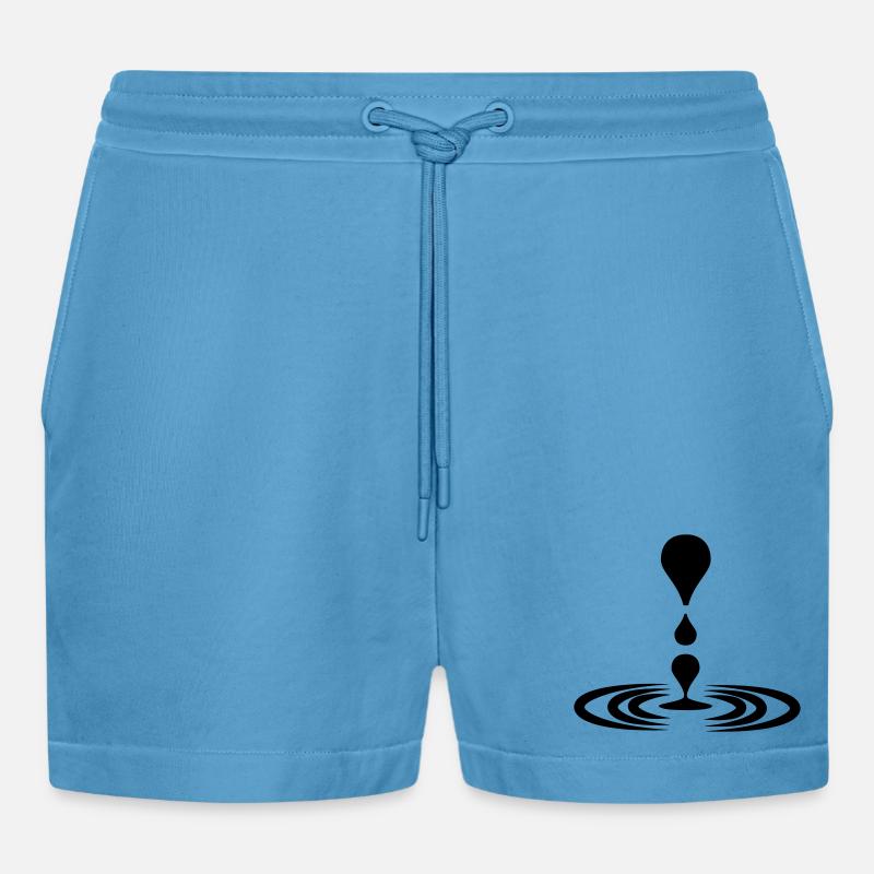 Drop Water Logo Achtsamkeit - Organic Relaxed Cropped Shorts Made in EU -  Sol Blue
