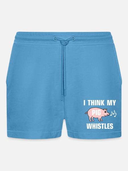 I think my pig whistles - Organic Relaxed Cropped Shorts Made in EU -  Sol Blue