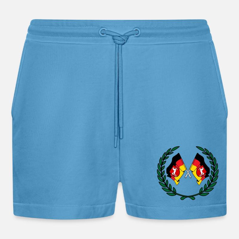 Drapeaux Couronne de laurier de Basse-Saxe - Short bio décontracté court fabriqué en UE -  Sol Blue