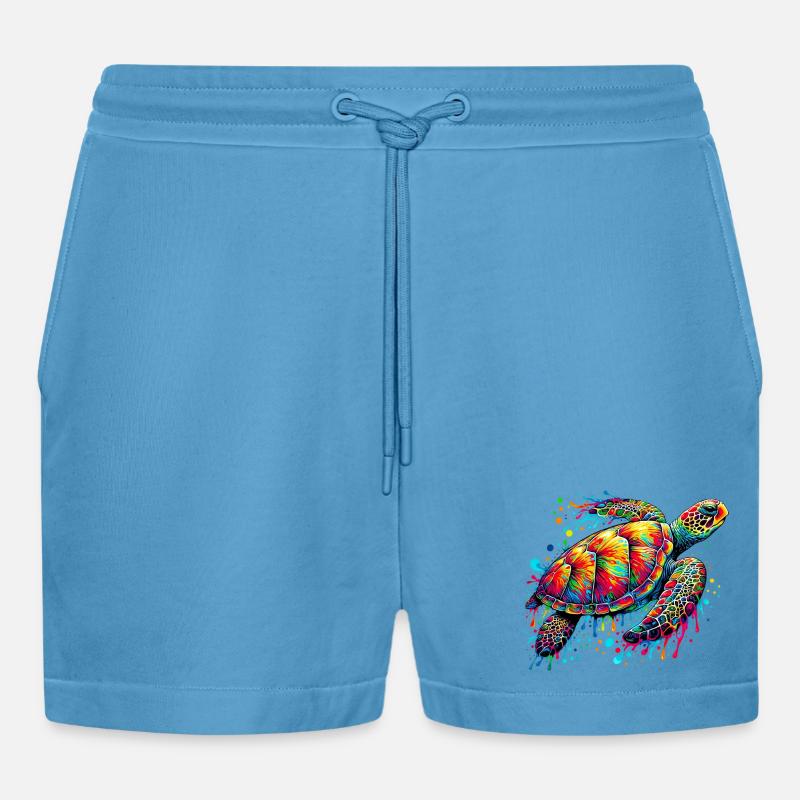 Schildkröte - Organic Relaxed Cropped Shorts Made in EU -  Sol Blue