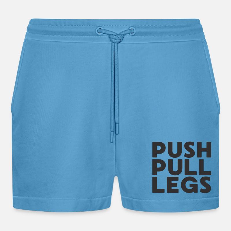 Push Pull Beine Repeat Trainingssplit - Organic Relaxed Cropped Shorts Made in EU -  Sol Blue