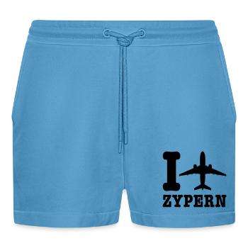 Zypern Urlaub - Organic Relaxed Cropped Shorts Made in EU -  Sol Blue - Vorne